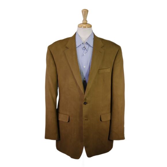 Lauren Ralph Lauren Mens Brown Faux Suede 2-Btn Blazer Jacket 46L